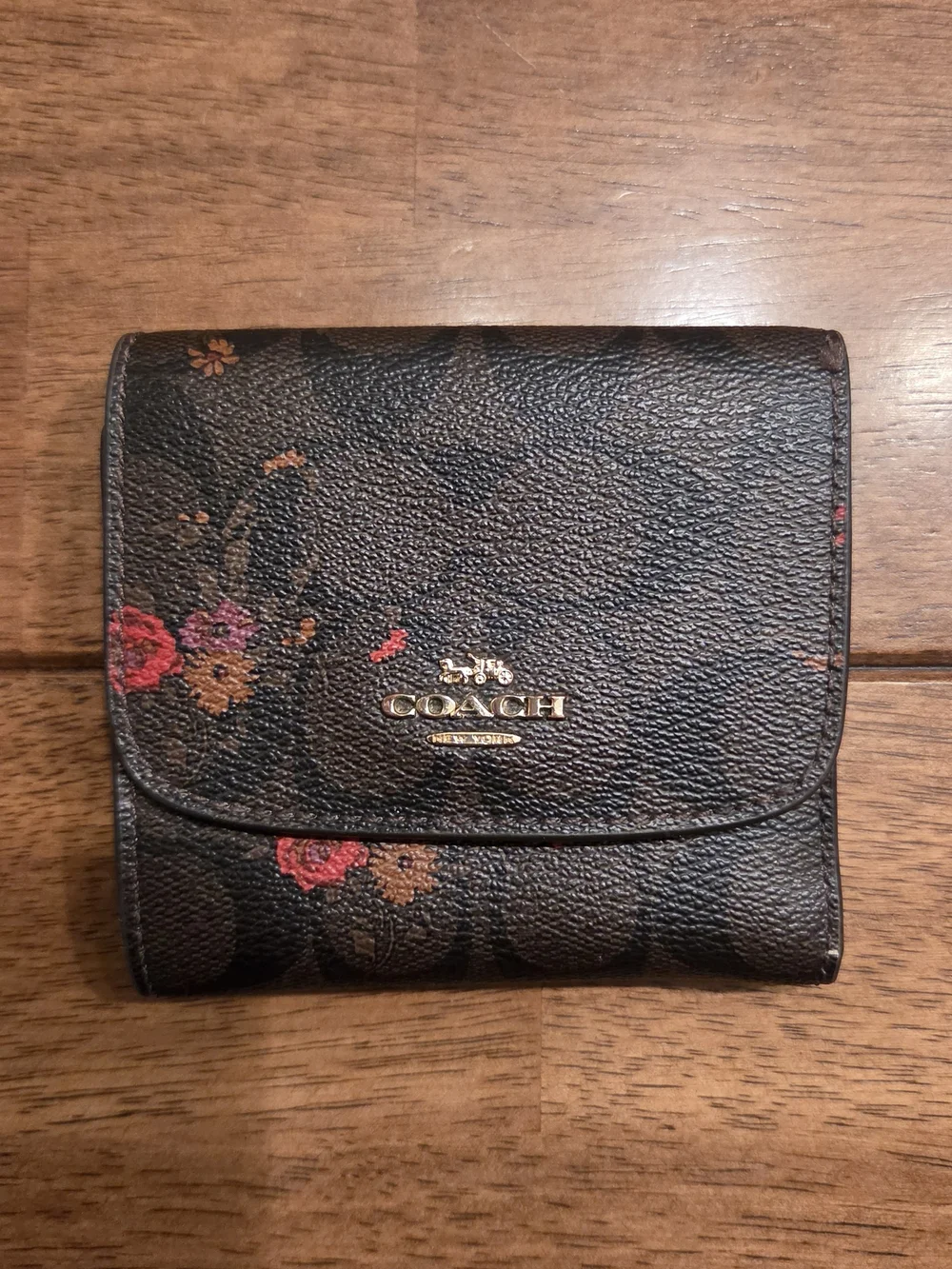 Coach Floral Signature Compact Wallet